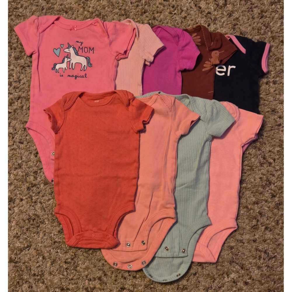 Bundle Of 9 Bodysuits Baby Size 3 Months Carters